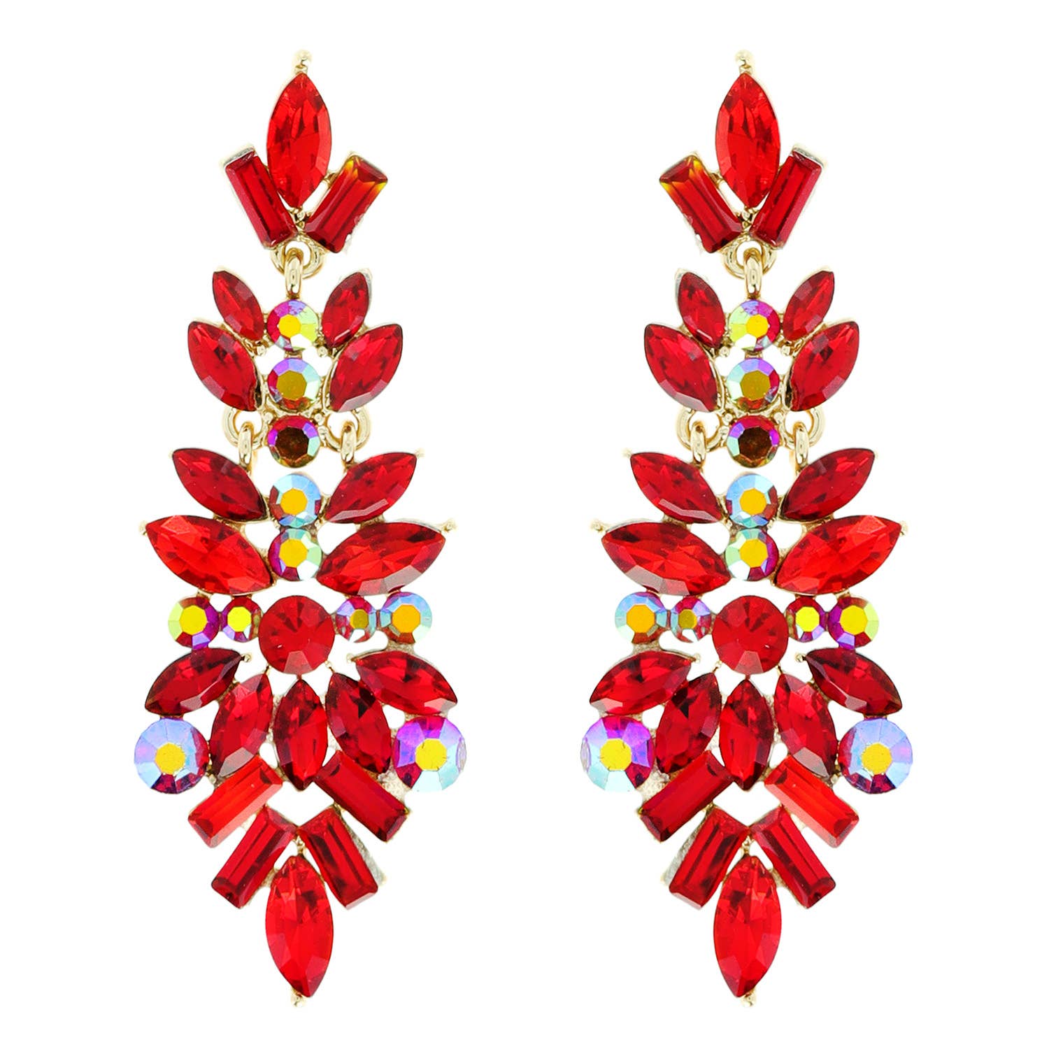 Gemstone Cluster Chandelier Earrings