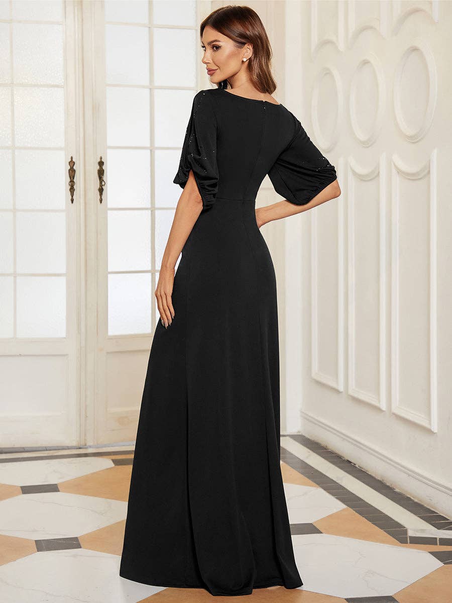 Silver Sequins Fishtail Evening Dress
