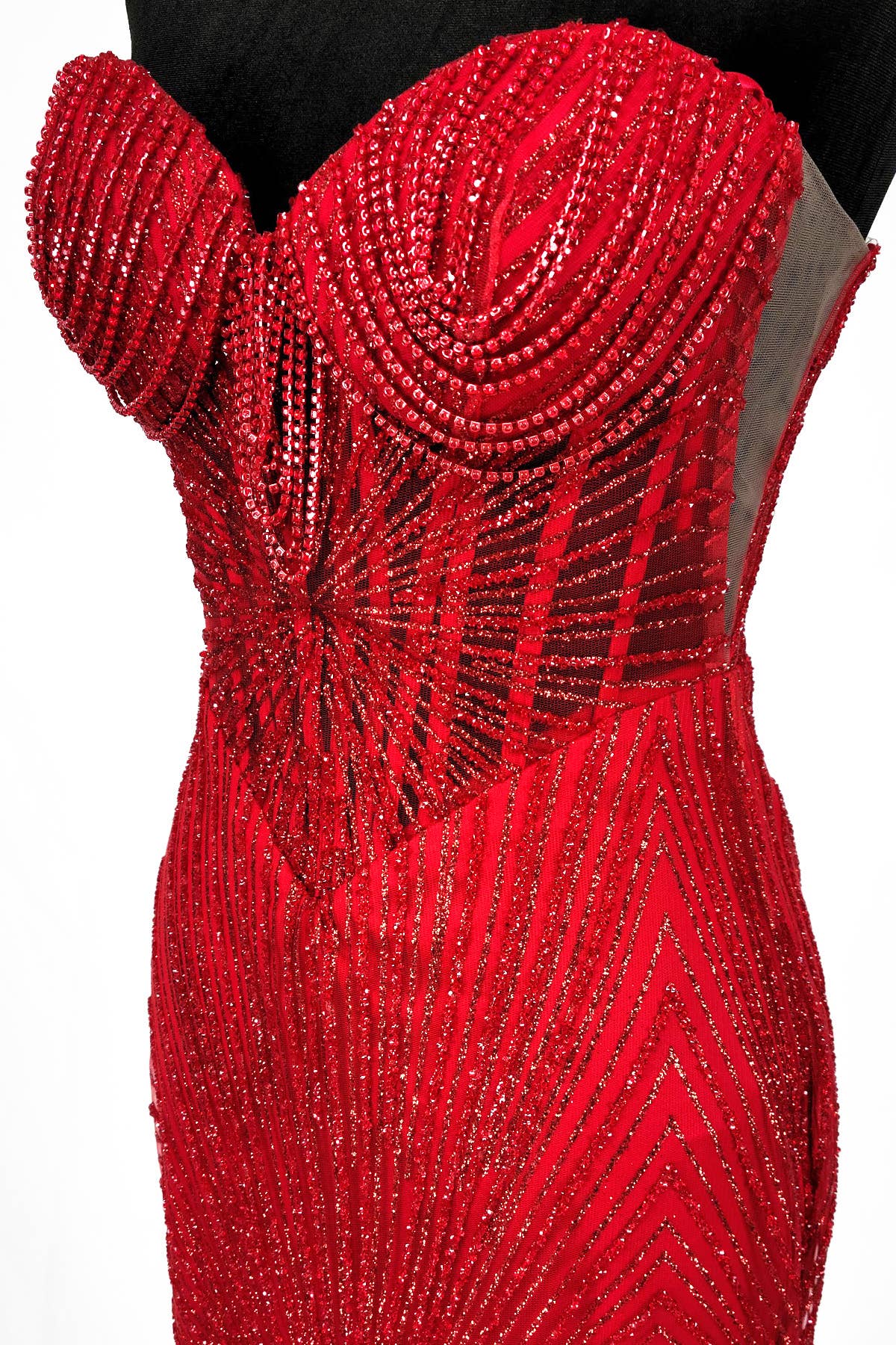 Long sparkling mermaid dress with hanging jewels CF001