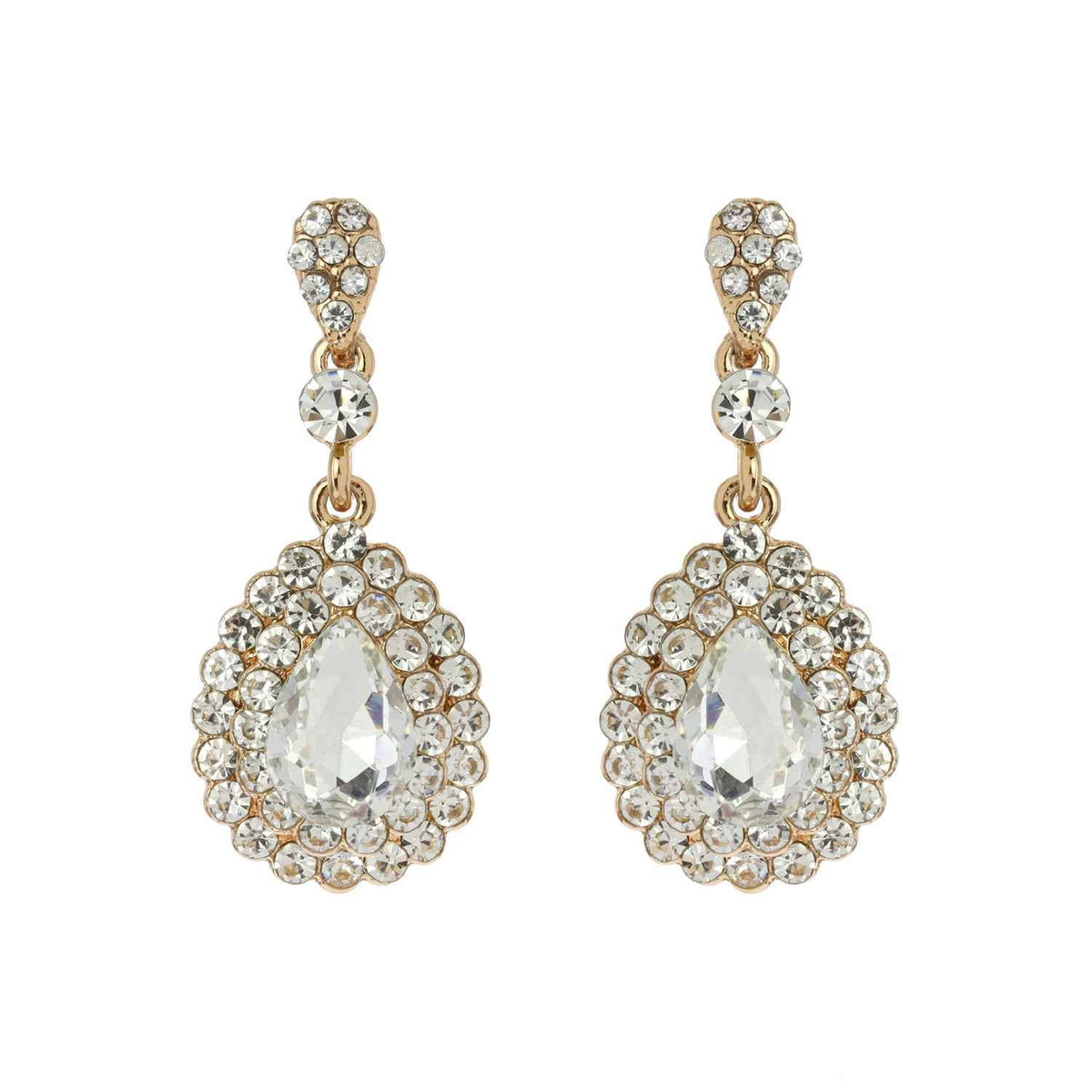 Dangly Teardrop Rhinestone Earrings