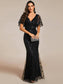 Gorgeous Leaf-Sequined Evening Dress