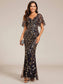 Gorgeous Leaf-Sequined Evening Dress