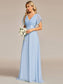 Double V-Neck Ruffles Chiffon Bridesmaid Dress