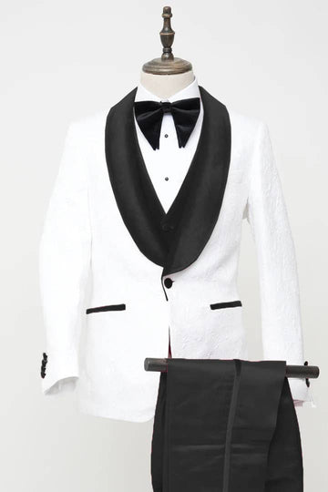Ferrecci - Men's Vested White Paisley Wedding & Prom Tuxedo