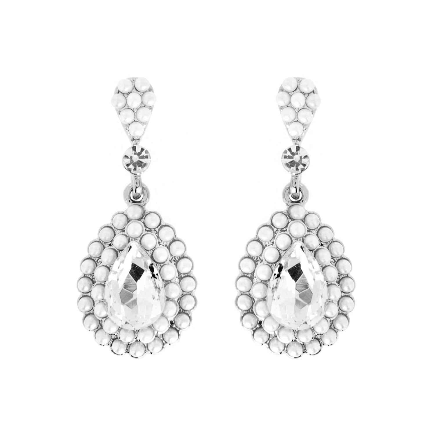 Dangly Teardrop Rhinestone Earrings