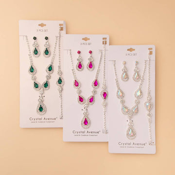 Crystal Embellished Necklace, Earring and Bracelet 3 Pc Set