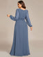 Plus Size Long Lantern Sleeves Round Neck Bridesmaid Dress
