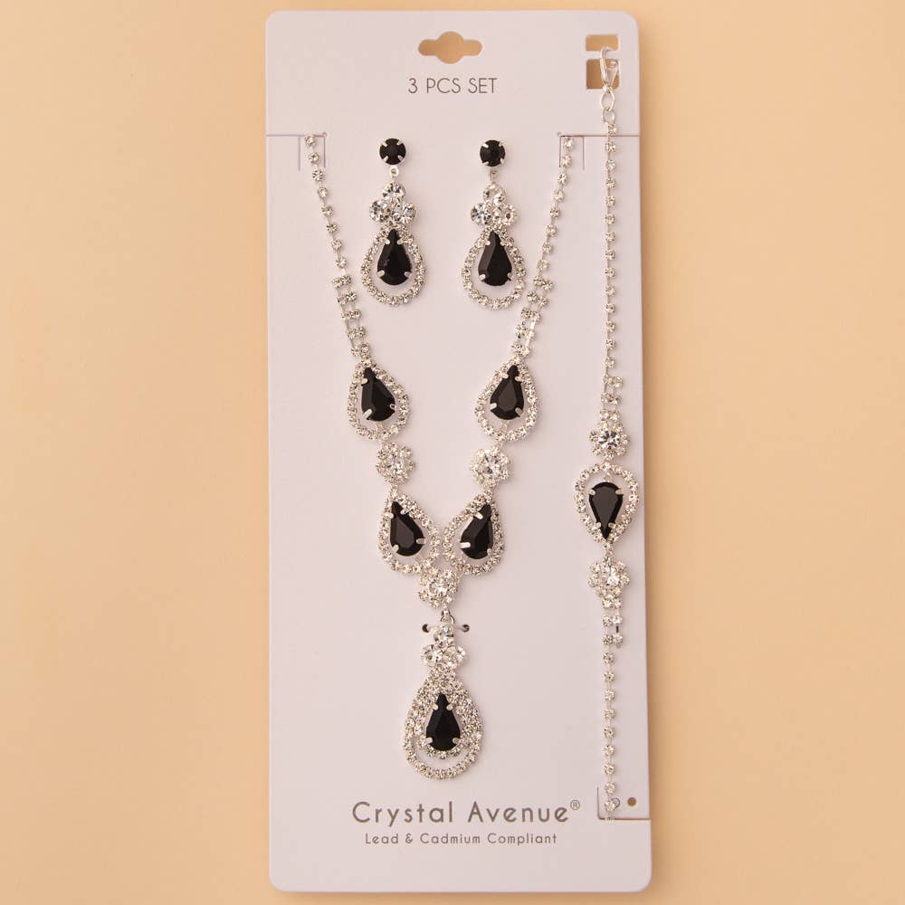 Crystal Embellished Necklace, Earring and Bracelet 3 Pc Set