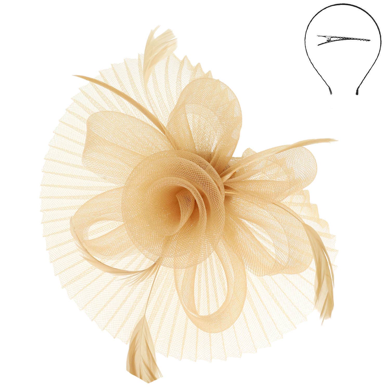 Floral Feathered Sinamay Mesh Fascinator