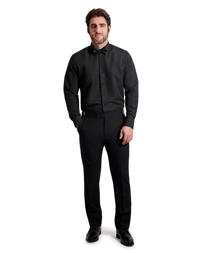 1910 Couture Black Fitted Dress Shirt