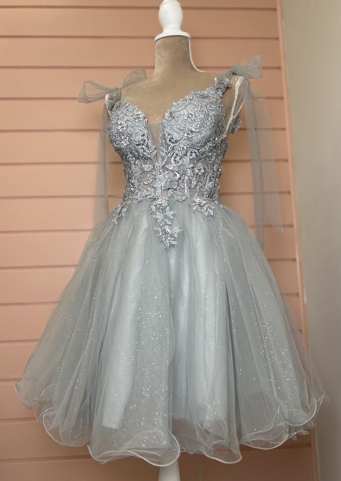 Silver Tie Knee Length