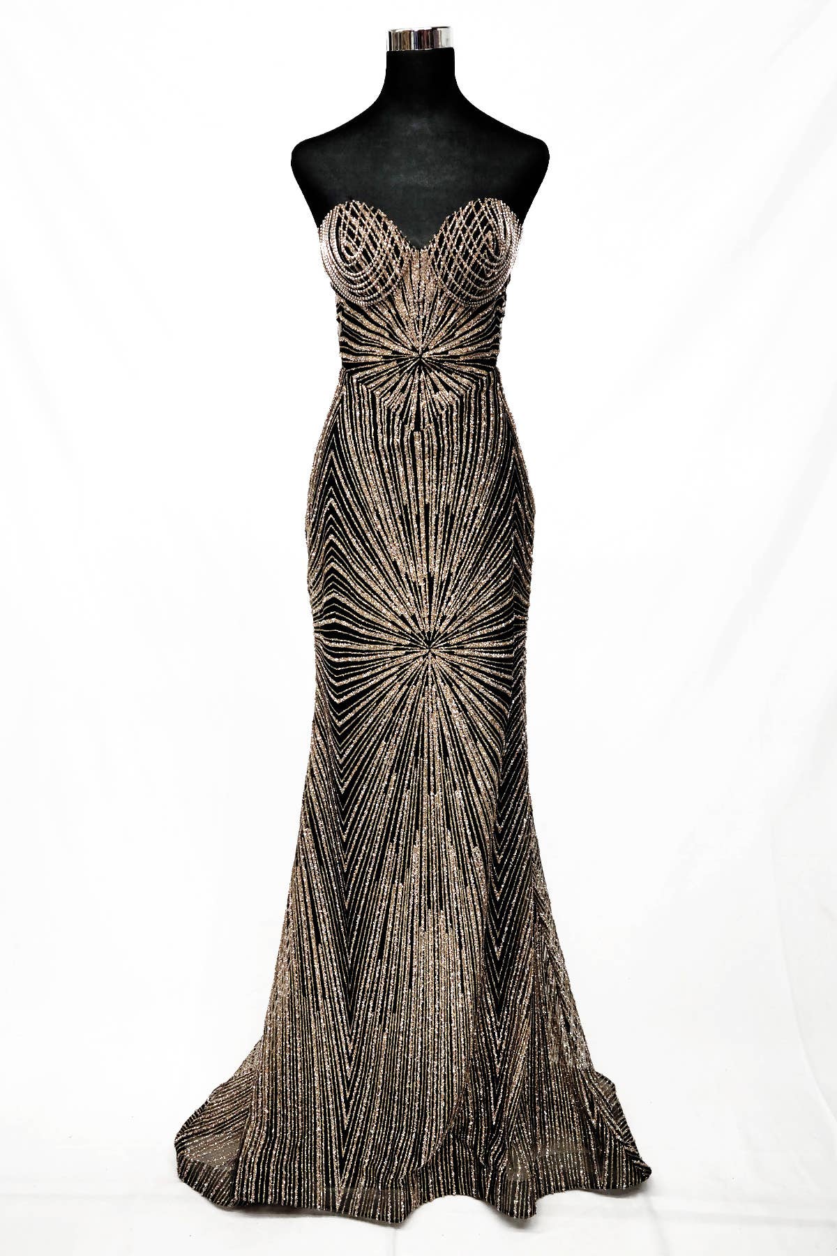 Long sparkling mermaid dress with hanging jewels CF001