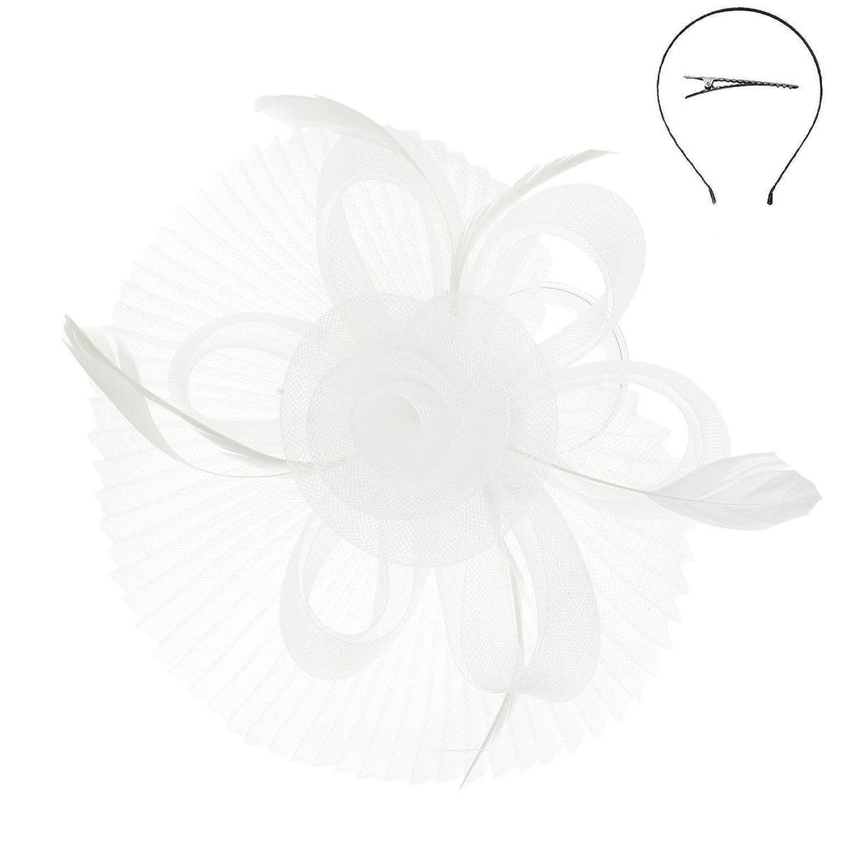 Floral Feathered Sinamay Mesh Fascinator