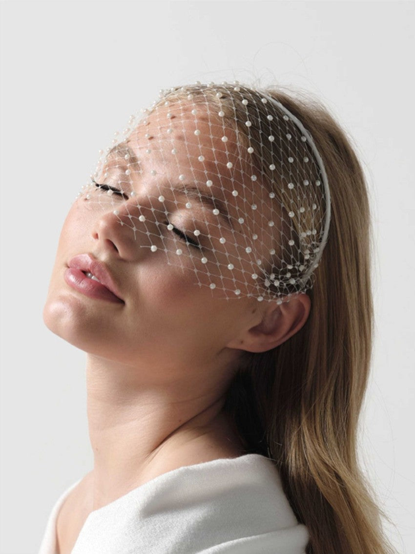 Pearl Headband Netted Veil