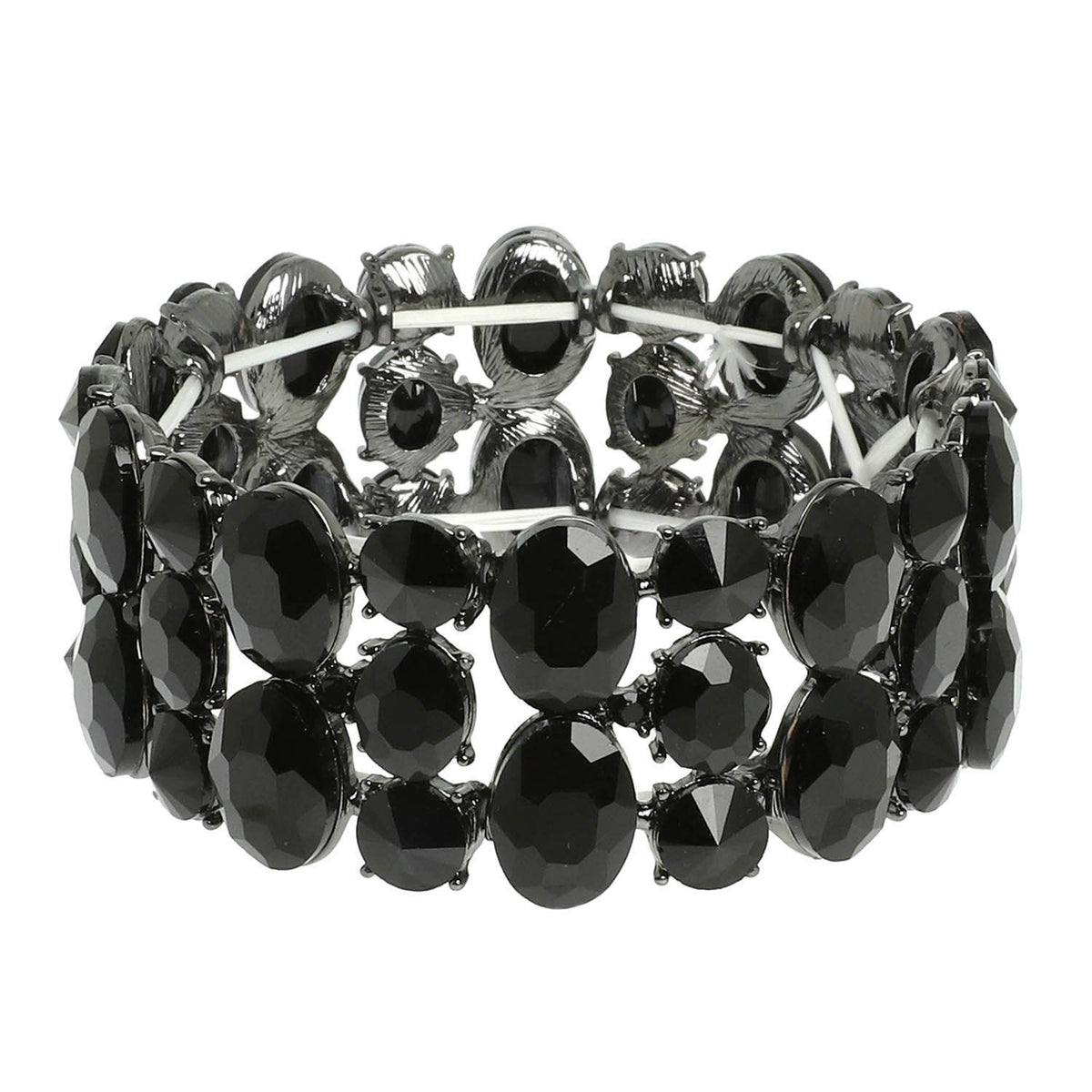 3 Row Crystal Gemstone Oval Cut Cluster Bracelet