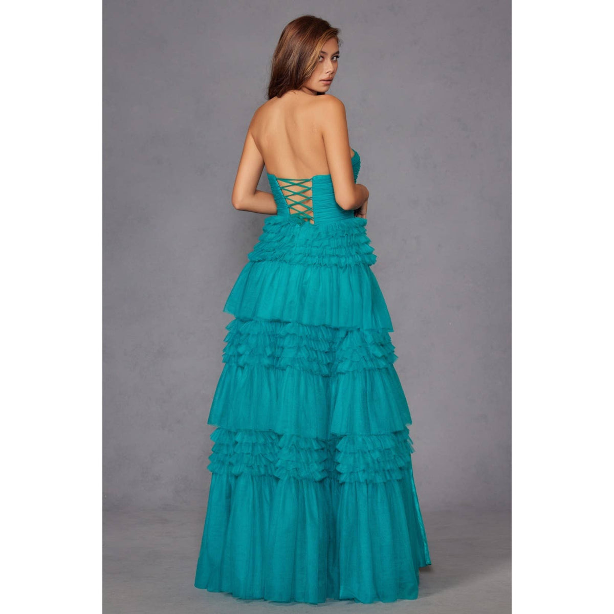 JT2542S DAZZLE IN THIS VIBRANT STRAPLESS DRESS  THE TOP OF T