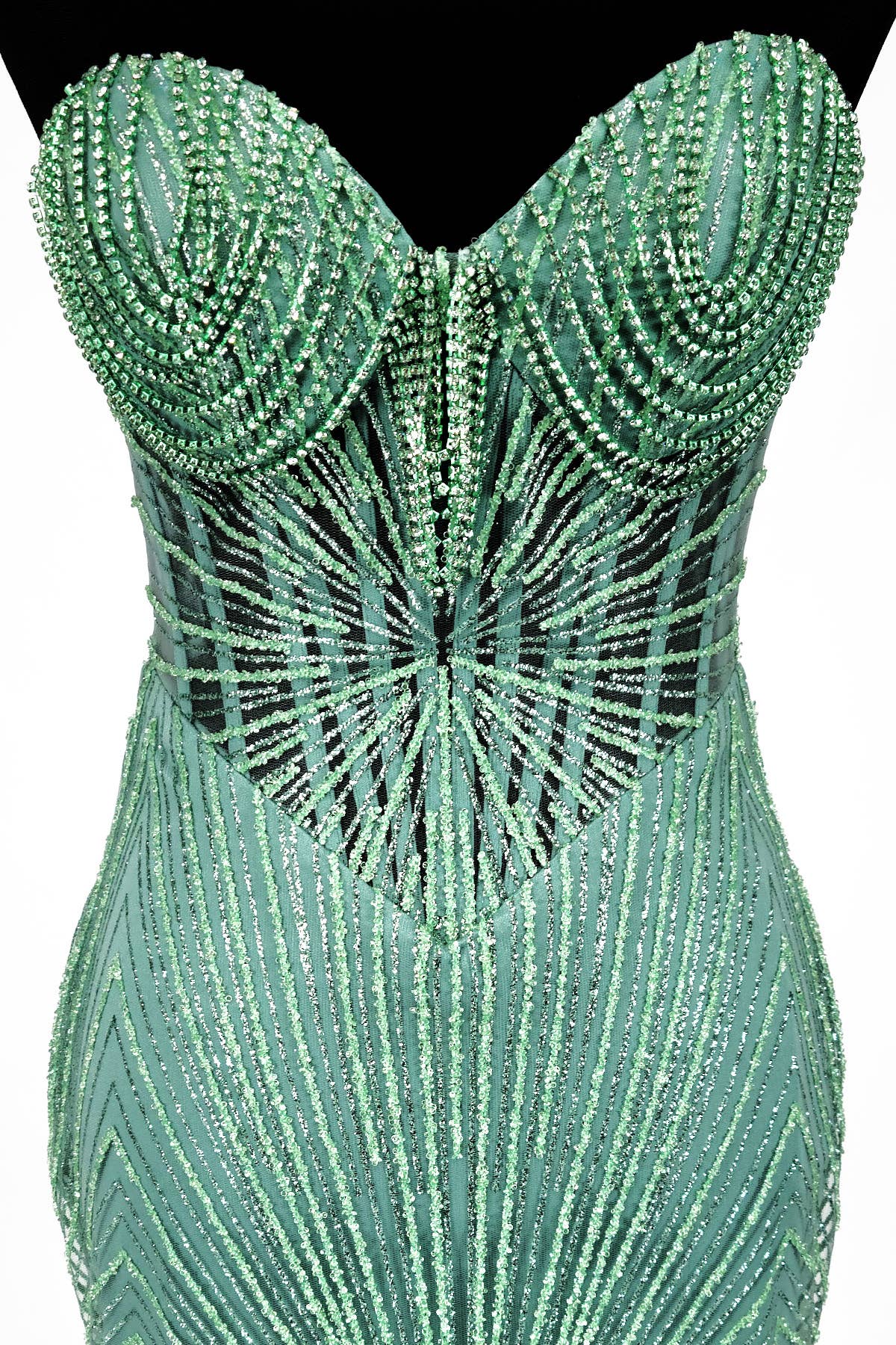 Long sparkling mermaid dress with hanging jewels CF001
