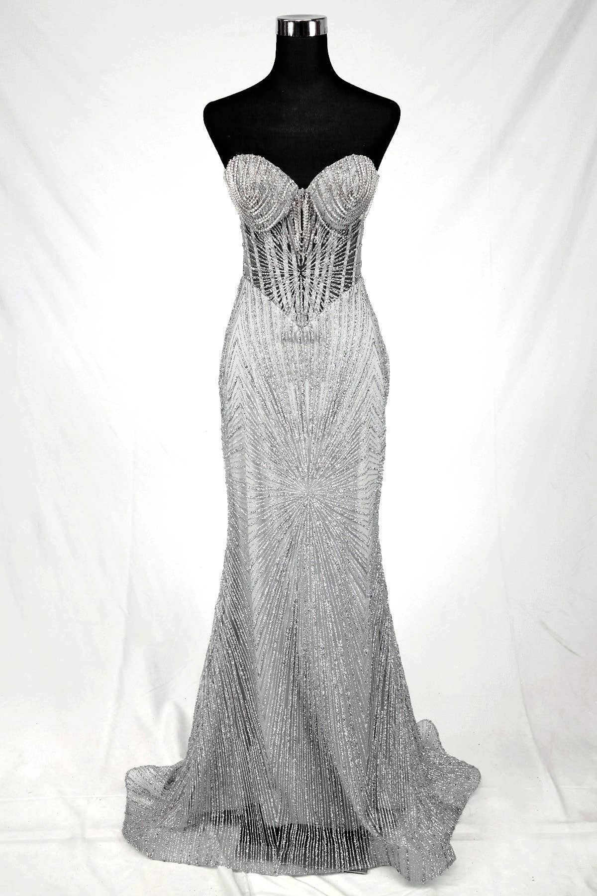 Long sparkling mermaid dress with hanging jewels CF001