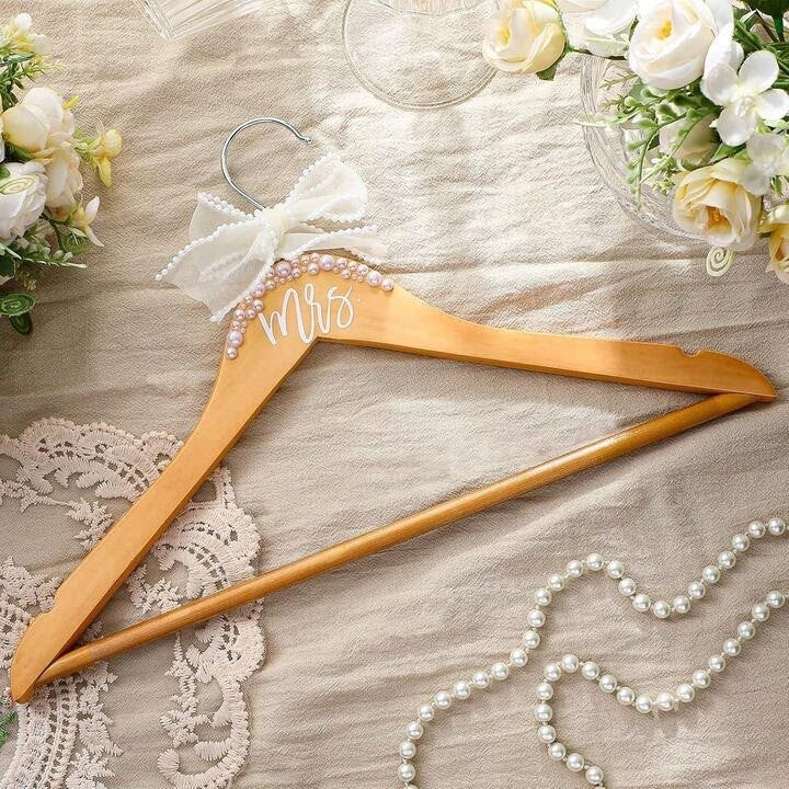 Custom Bride Hanger - Pearl Accent -"Mrs." Detail