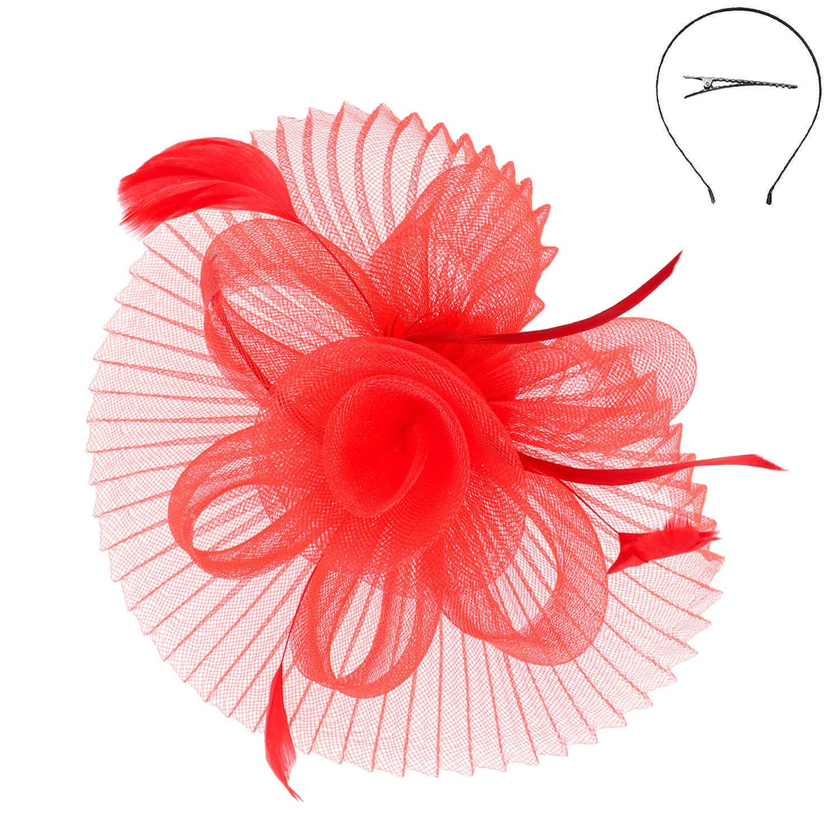 Floral Feathered Sinamay Mesh Fascinator