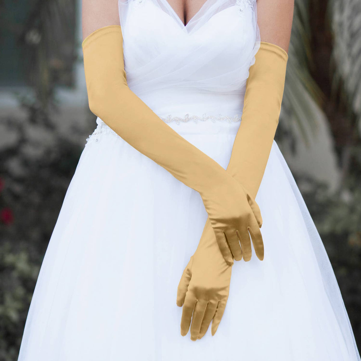 Women's High Satin Gloves