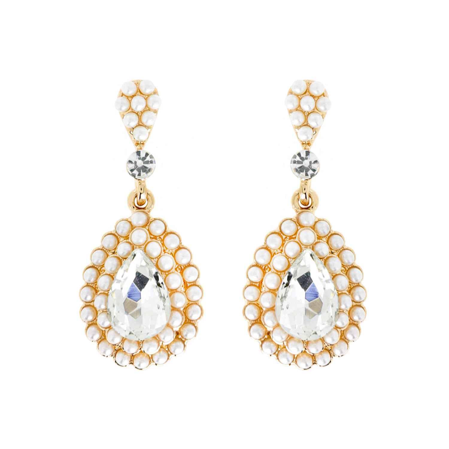 Dangly Teardrop Rhinestone Earrings