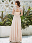 Lacey Neckline Open Back Ruched Bust  Chiffon Evening Dress