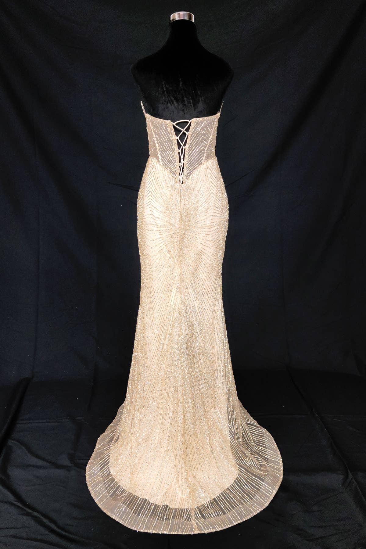 Long sparkling mermaid dress with hanging jewels CF001