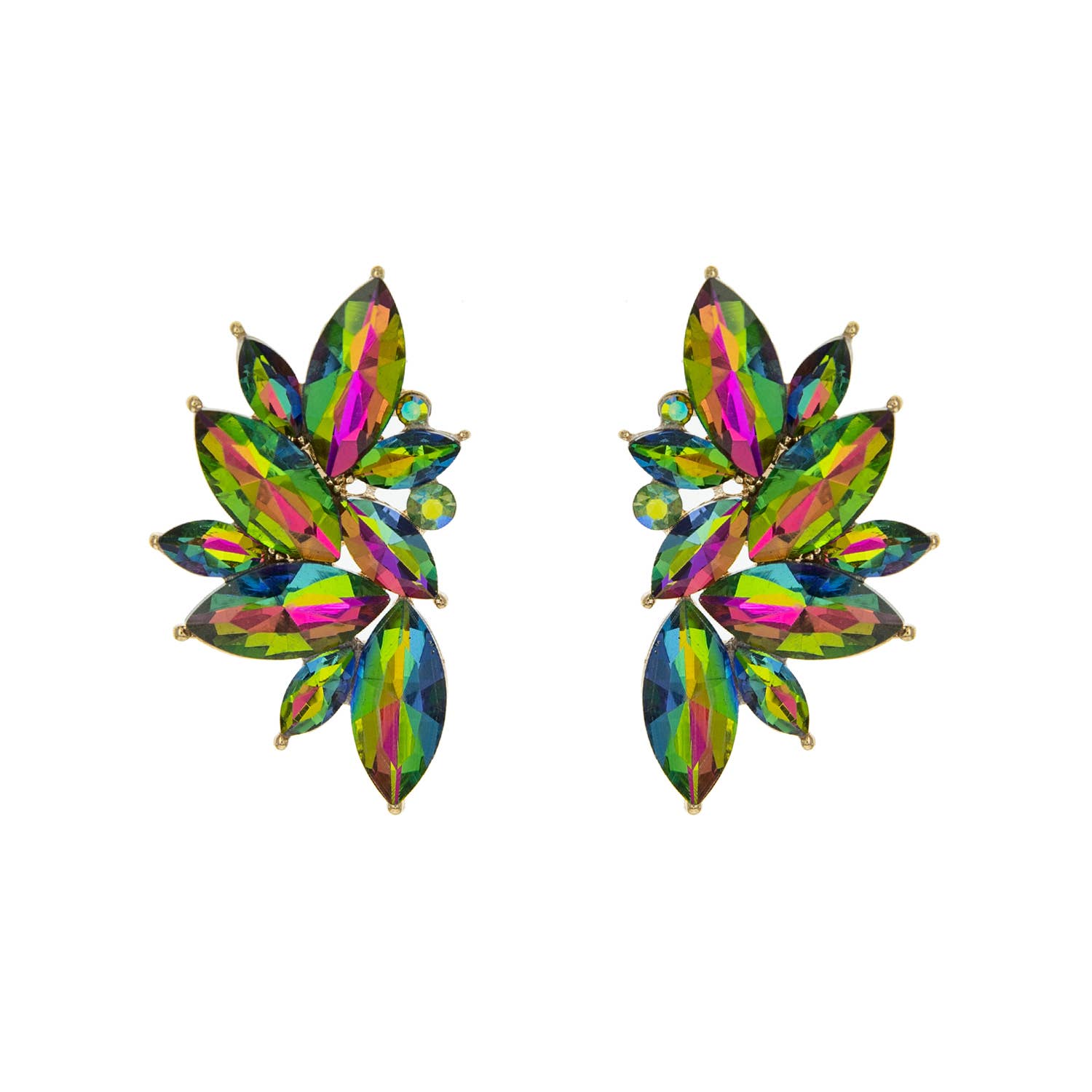 Gemstone Cluster Evening Post Earrings