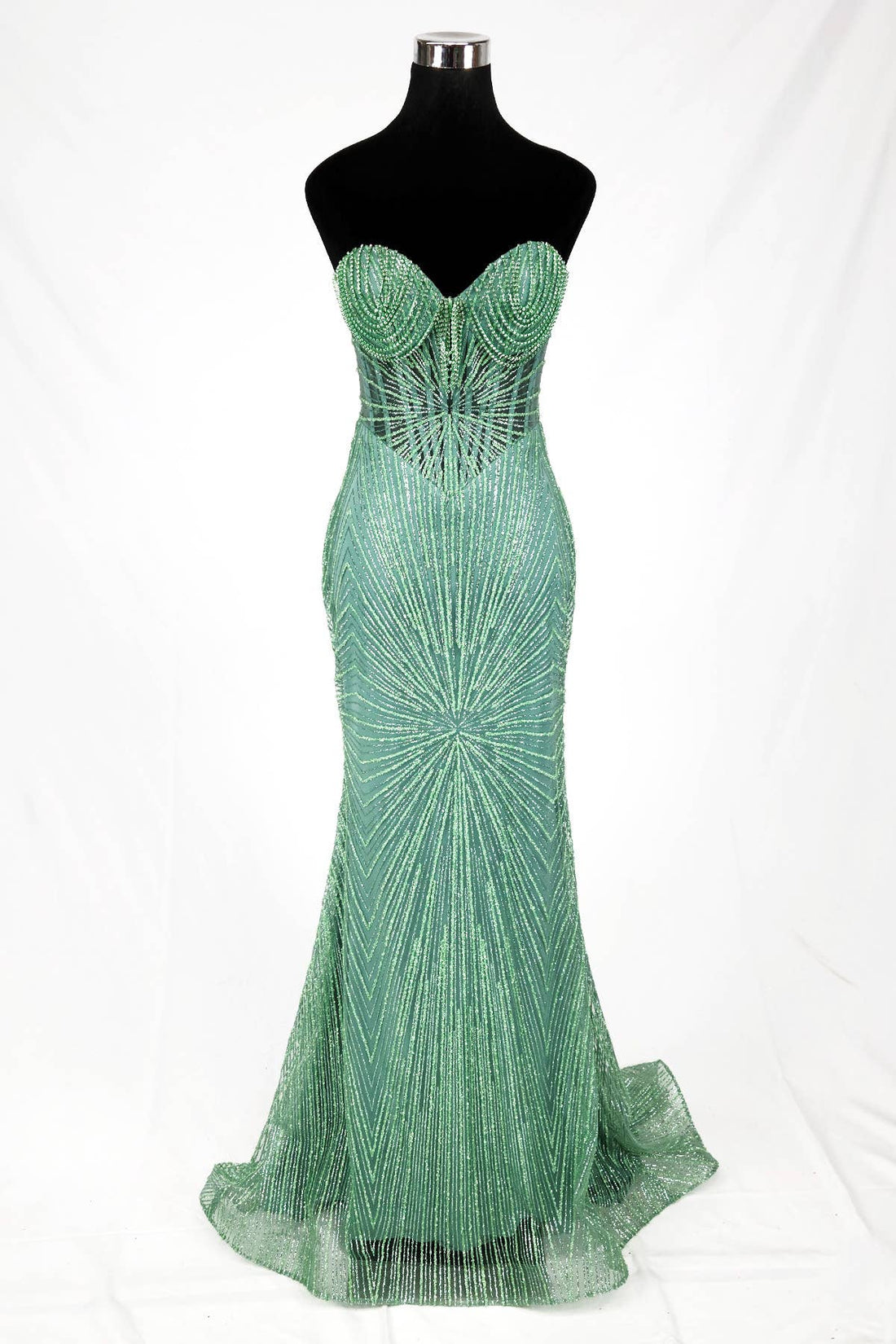 Long sparkling mermaid dress with hanging jewels CF001