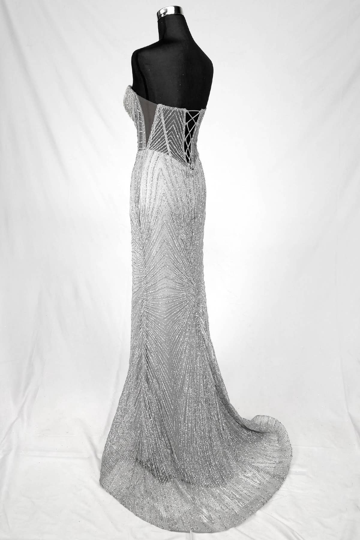 Long sparkling mermaid dress with hanging jewels CF001