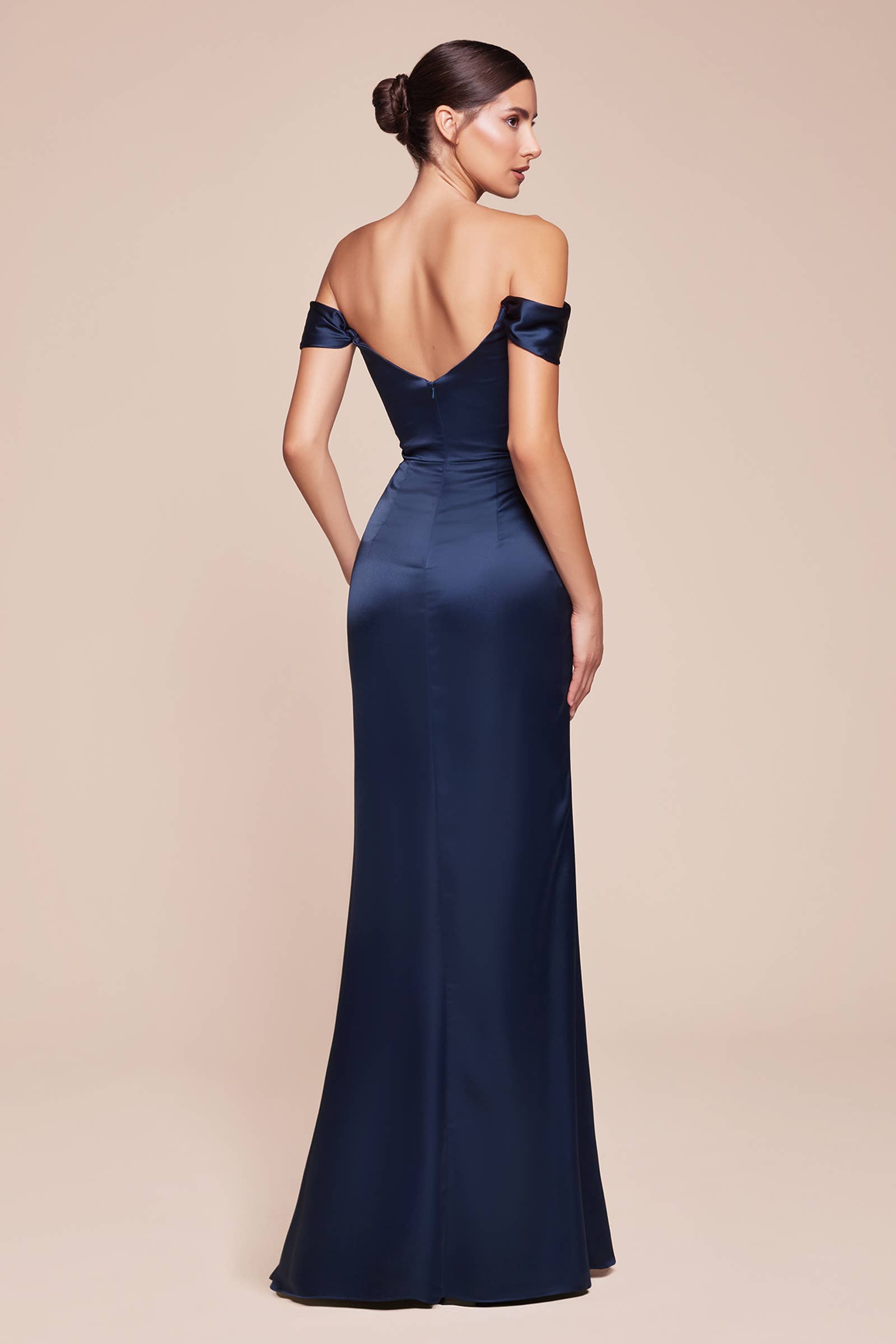 SATIN OFF THE SHOULDER CORSET GOWN