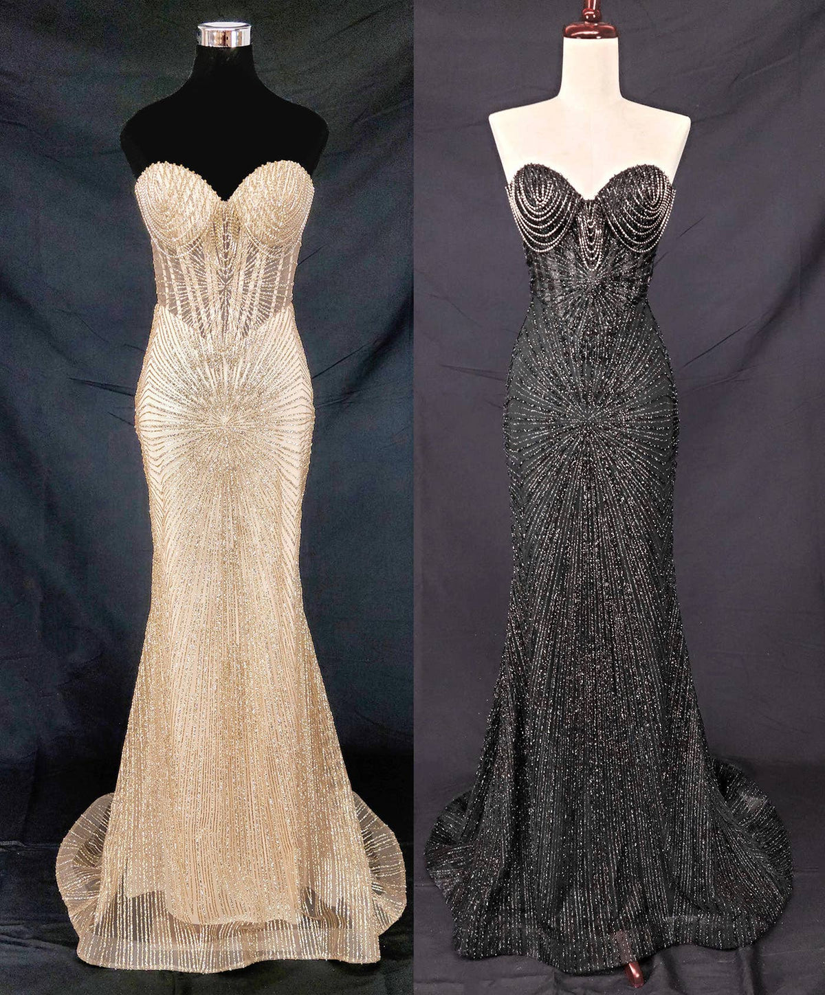 Long sparkling mermaid dress with hanging jewels CF001