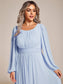 Plus Size Long Lantern Sleeves Round Neck Bridesmaid Dress