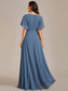 V Neck Appliques Pleated Bridesmaid Dress