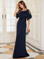 Silver Sequins Fishtail Evening Dress