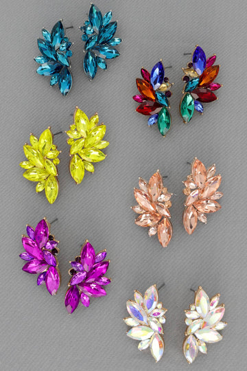 Gemstone Cluster Evening Post Earrings