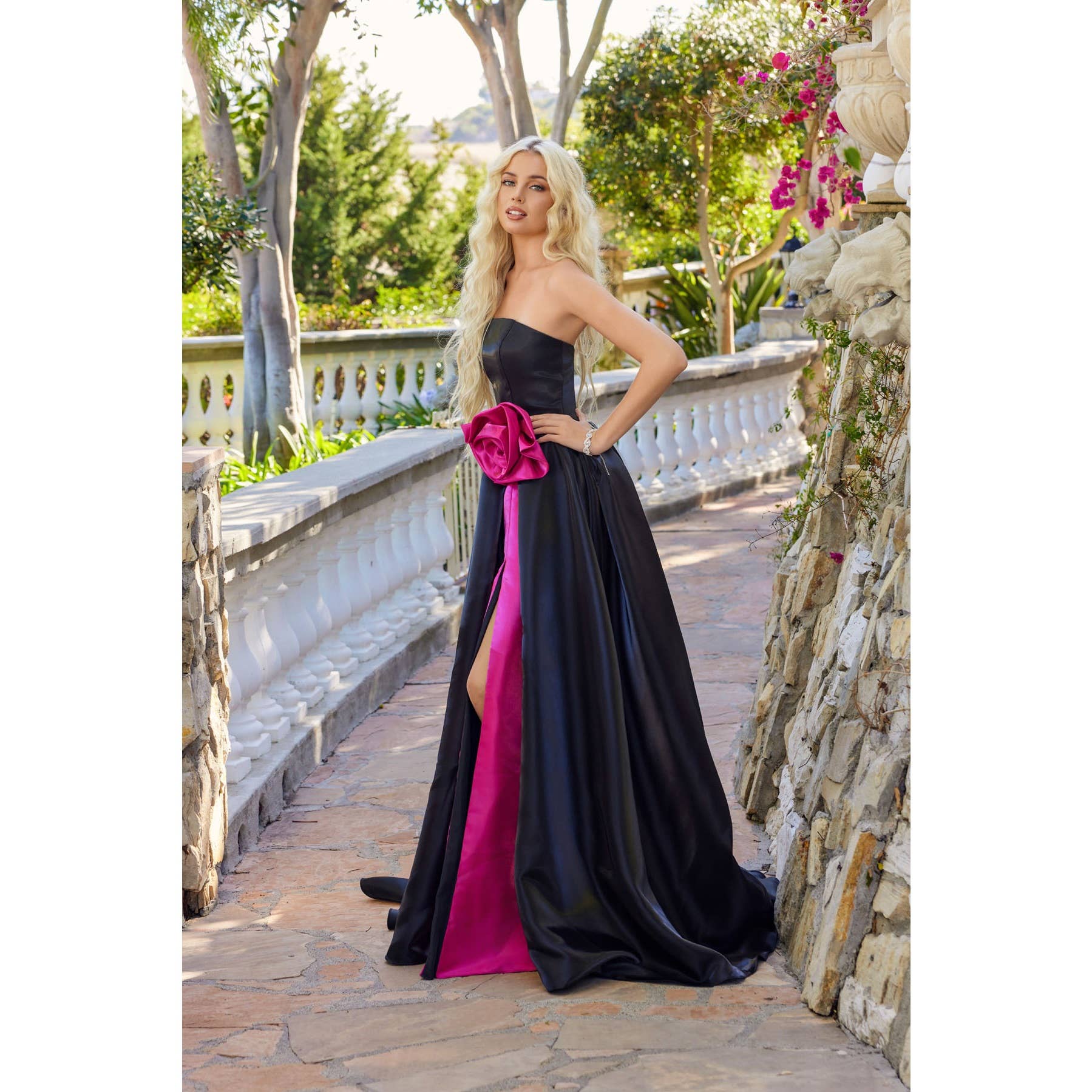 Strapless Rosette Gown