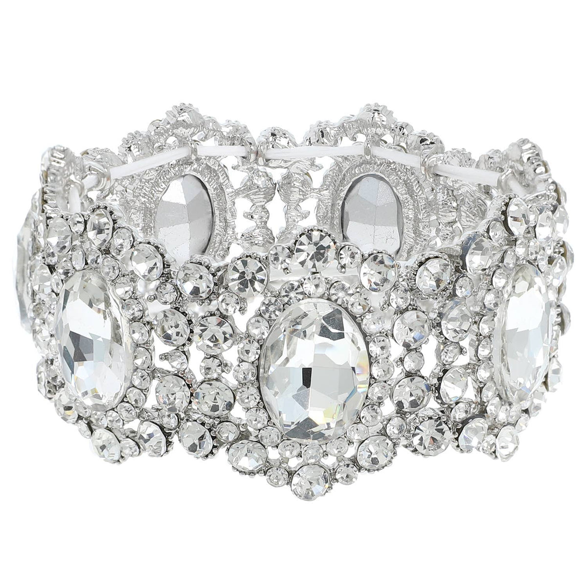 Baroque Crystal Gemstone Cluster Stretch Bracelet