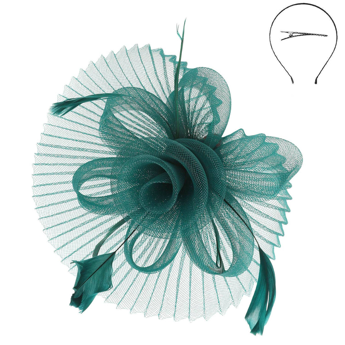 Floral Feathered Sinamay Mesh Fascinator