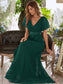 Double V-Neck Ruffles Chiffon Bridesmaid Dress