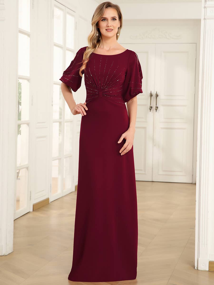 Silver Sequins Fishtail Evening Dress