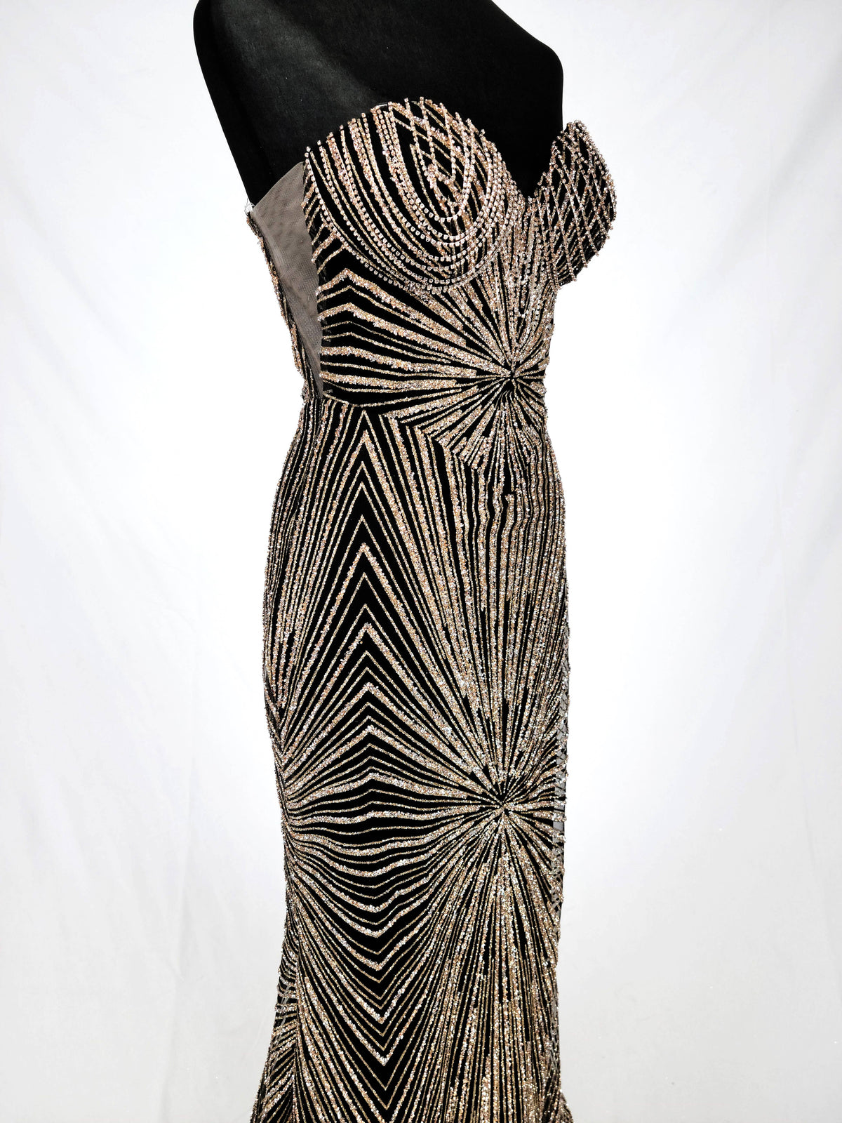 Long sparkling mermaid dress with hanging jewels CF001