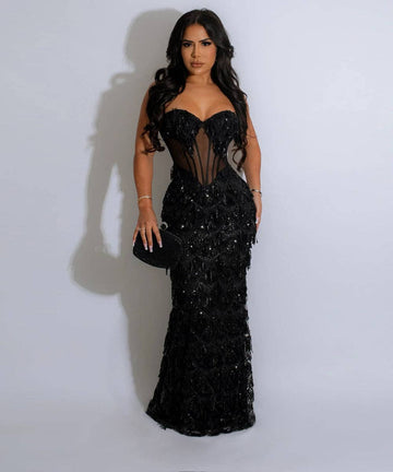 Sequin Halter Wrap Midi Dress