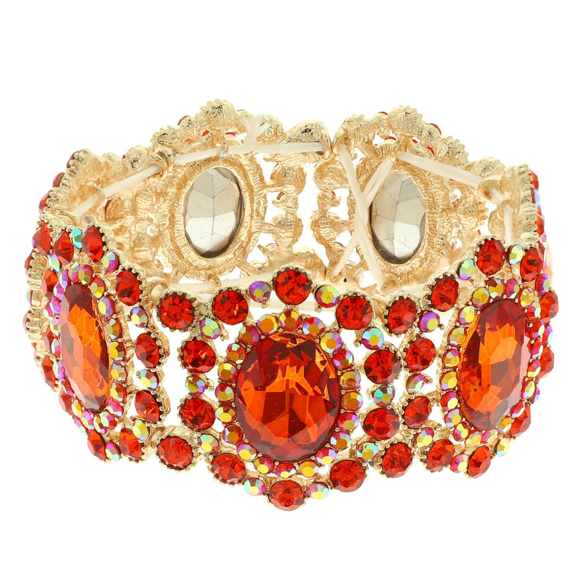 Baroque Crystal Gemstone Cluster Stretch Bracelet