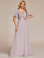 Double V-Neck Ruffles Chiffon Bridesmaid Dress