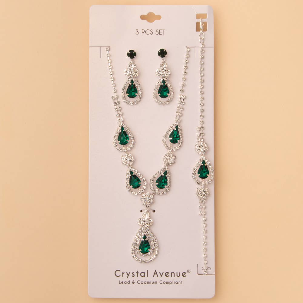 Crystal Embellished Necklace, Earring and Bracelet 3 Pc Set