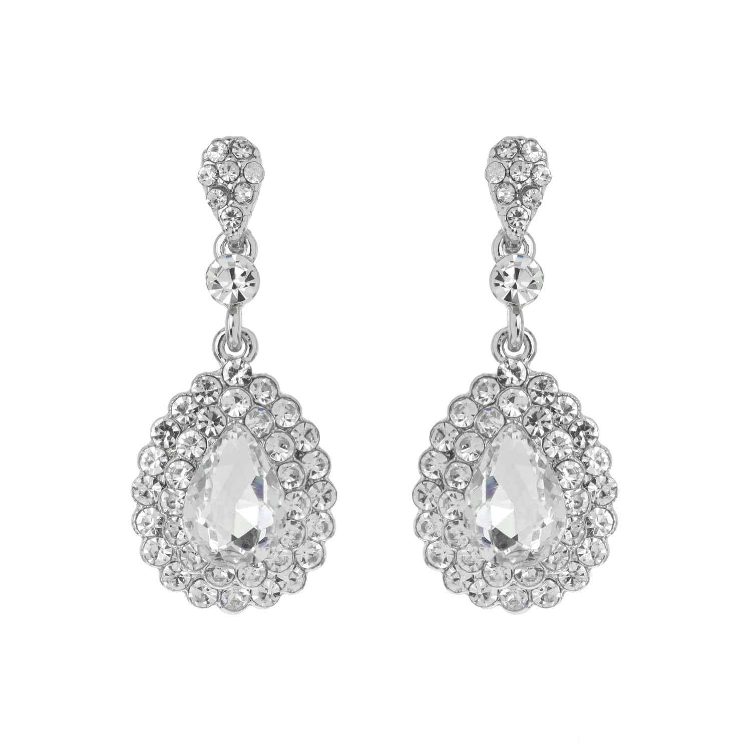 Dangly Teardrop Rhinestone Earrings