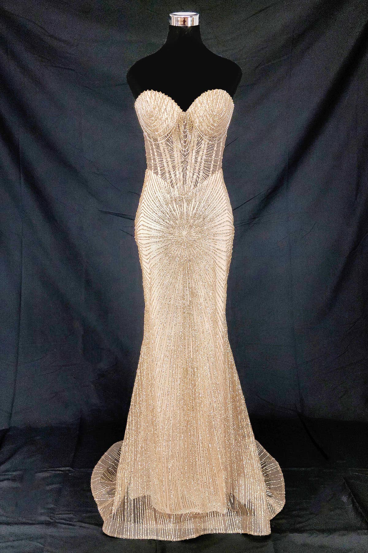Long sparkling mermaid dress with hanging jewels CF001