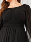 Plus Size Long Lantern Sleeves Round Neck Bridesmaid Dress